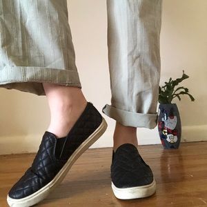 Black Quilted Slip Ons, Steve Madden